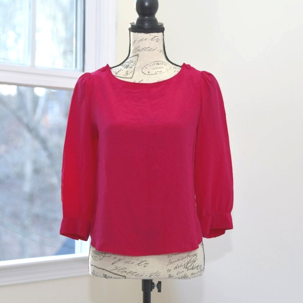VINTAGE silk hot pink blouse